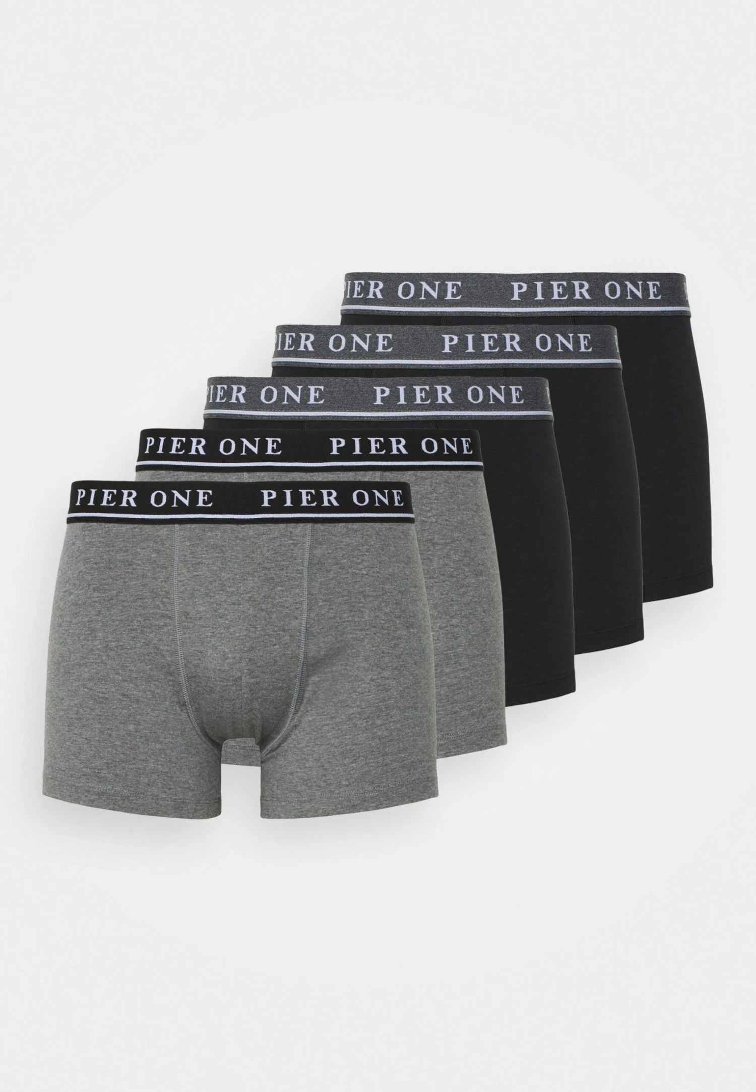 Pier One 5 Pack - Underbukse -Black/Mottled Dark Grey 3 Pier One 5 Pack - Underbukse -Black/Mottled Dark Grey