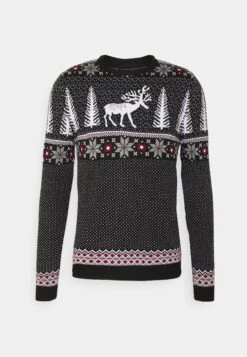 Pier One Wintery Christmas Jumper- Strikkegenser - Black