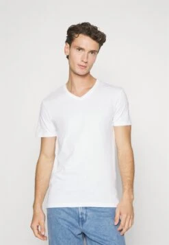 Pier One V Neck Bird Tonal 3 Pack - T-Shirts - Light Brown/White/Dark Blue -Pier One 1f5463f9c0604b97998b18e77595bc5f