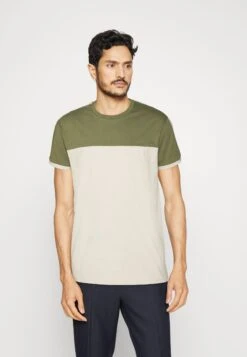 Pier One T-Shirts Med Print - Khaki/Off-White