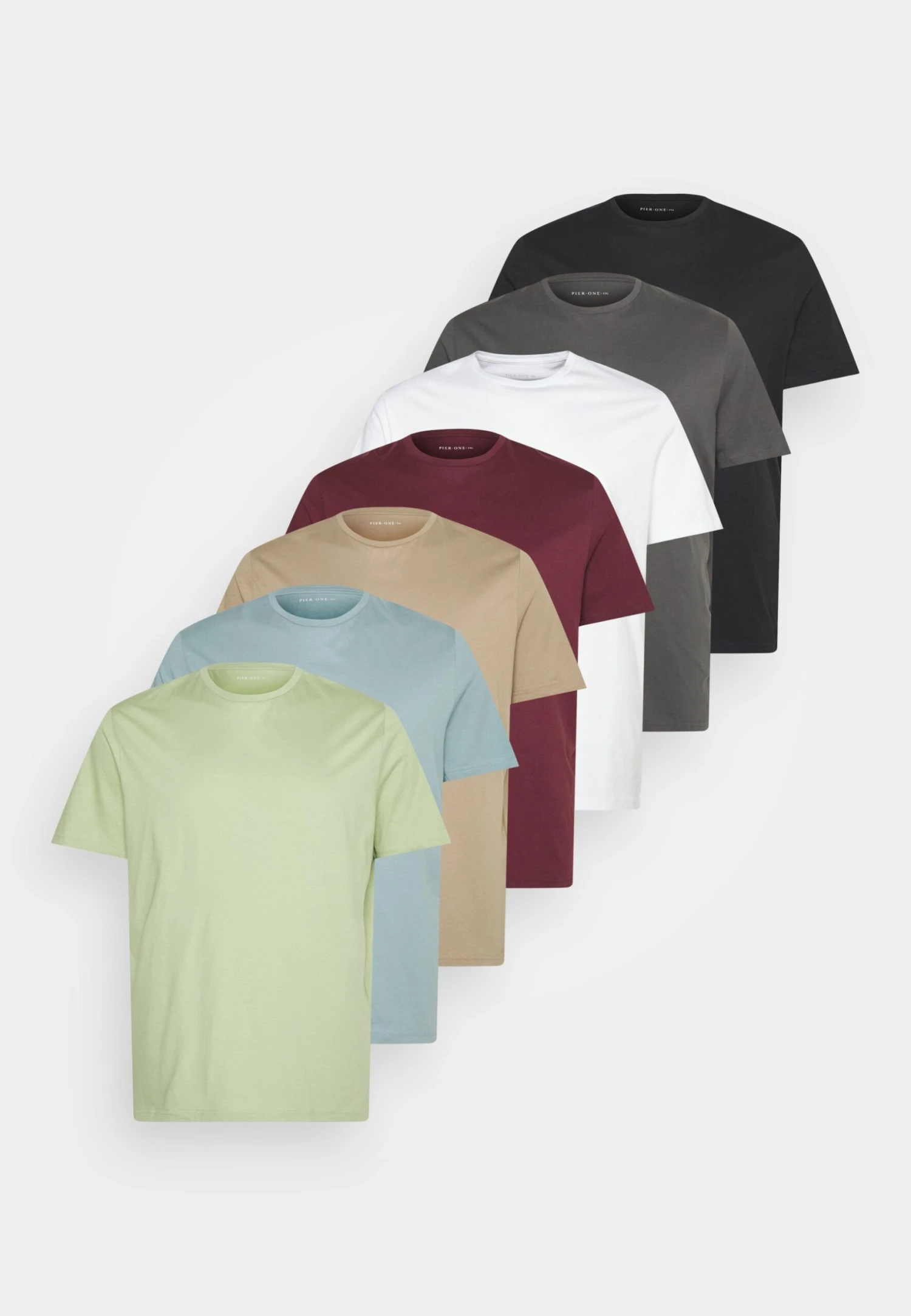 Pier One 7 Pack - T-Shirts - Black /Green /Bordeaux 3 Pier One 7 Pack - T-Shirts - Black /Green /Bordeaux