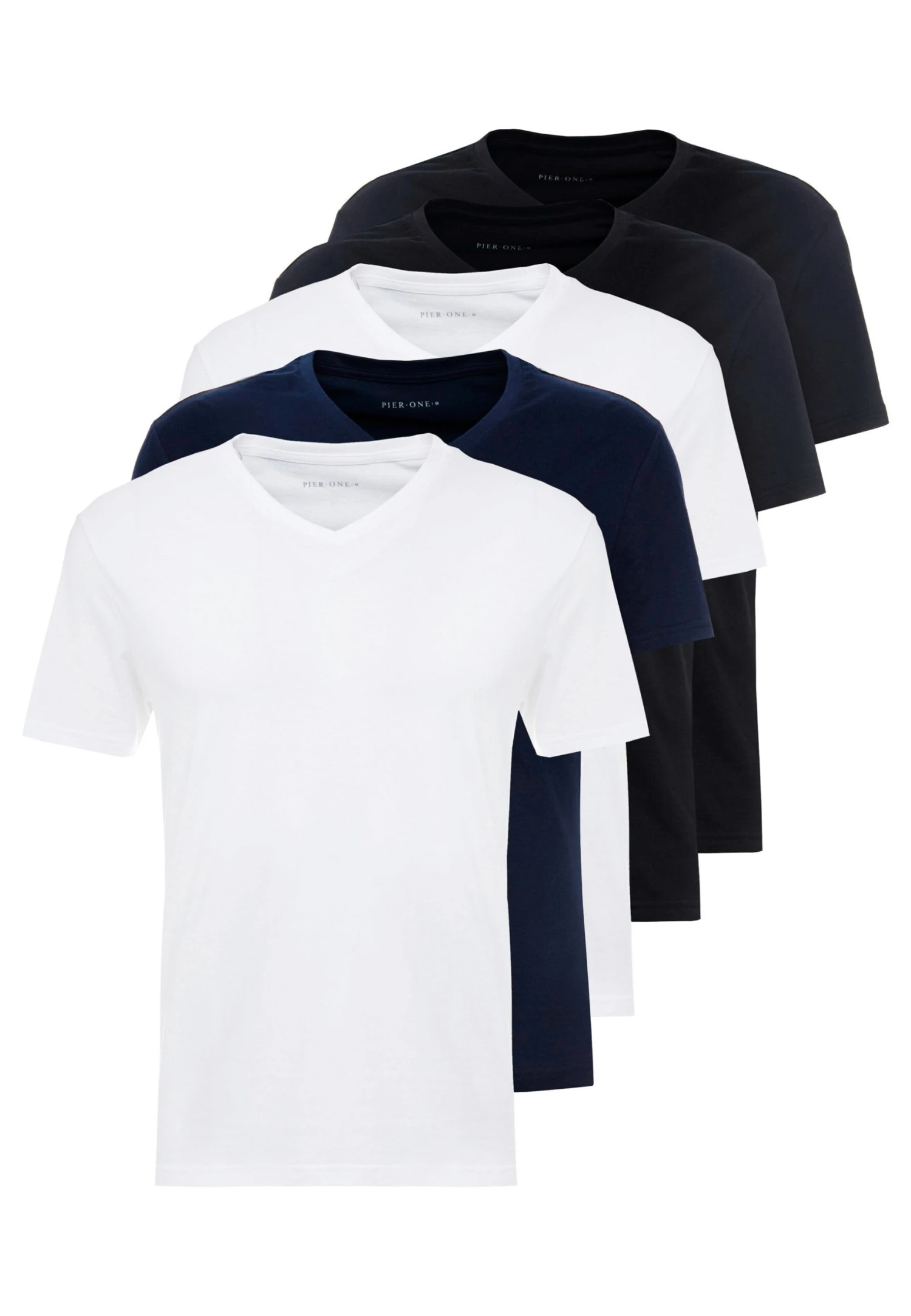 Pier One 5 Pack - T-Shirts - White/Blue/Black 7 Pier One 5 Pack - T-Shirts - White/Blue/Black - Bilde 5