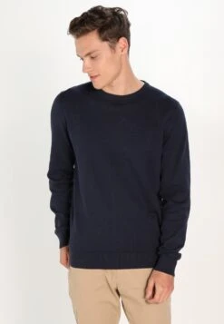 Pier One Basic Crewneck - Strikkegenser - Dark Blue