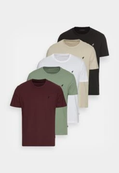 Pier One 5 Pack - T-Shirts - White/Green/Bordeaux/Black/Beige -Pier One 388df4ed46f64c049d4079afe6c50dc9