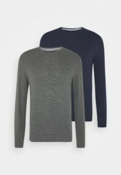 Pier One 2 Pack- Strikkegenser - Dark Blue/Mottled Dark Grey