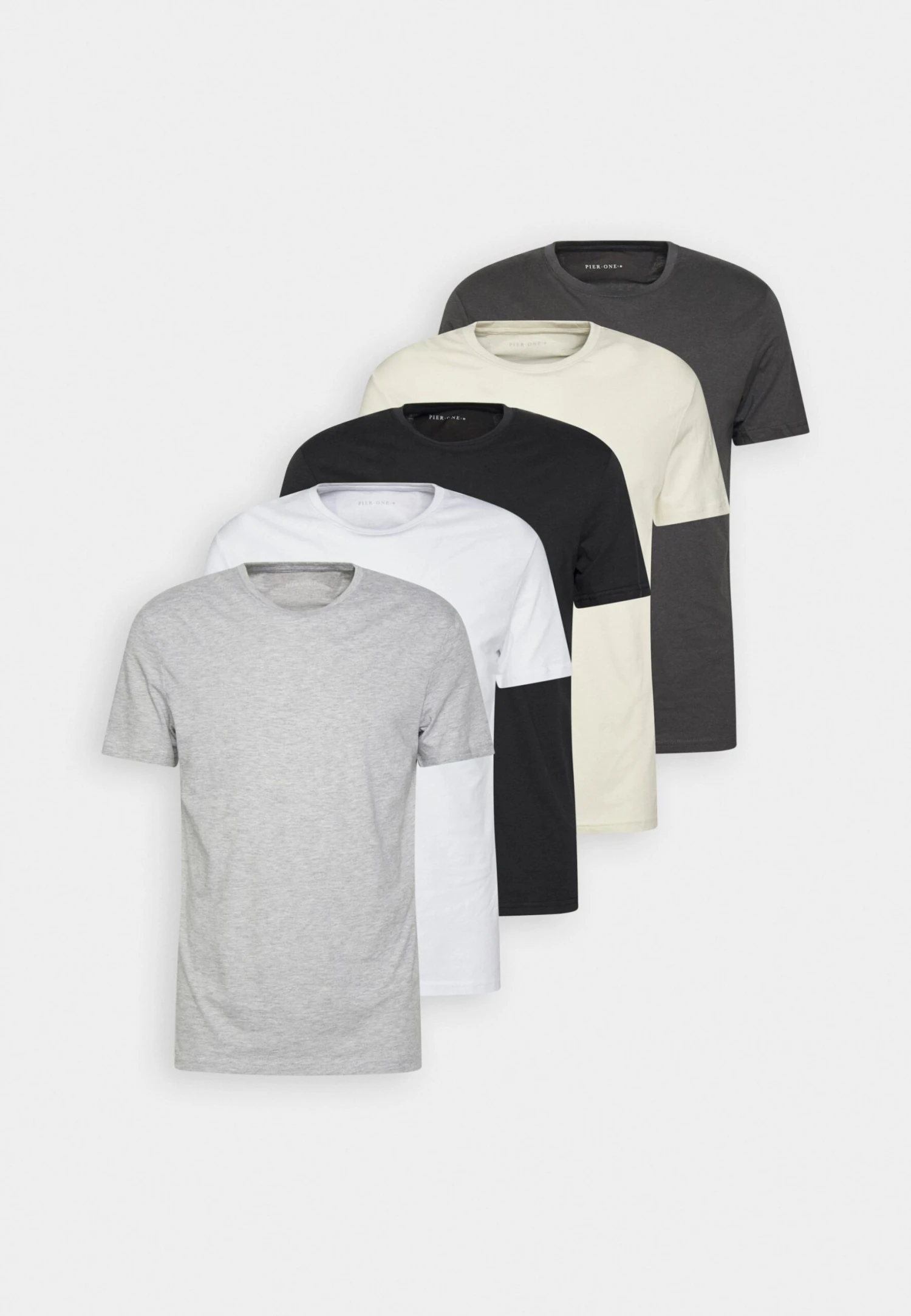 Pier One 5 Pack - T-Shirts - White/Off-White/Light Grey/Beige/Black 10 Pier One 5 Pack - T-Shirts - White/Off-White/Light Grey/Beige/Black - Bilde 8