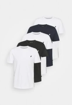 Pier One 5 Pack - T-Shirts - White/Black/Dark Blue -Pier One 8041bfdceeaa4d4a9a850e92a8c64783