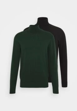 Pier One 2 Pack - Basic Turtleneck - Strikkegenser - Black/Dark Green -Pier One 903218958e2e432c9ae54008d290ccf6