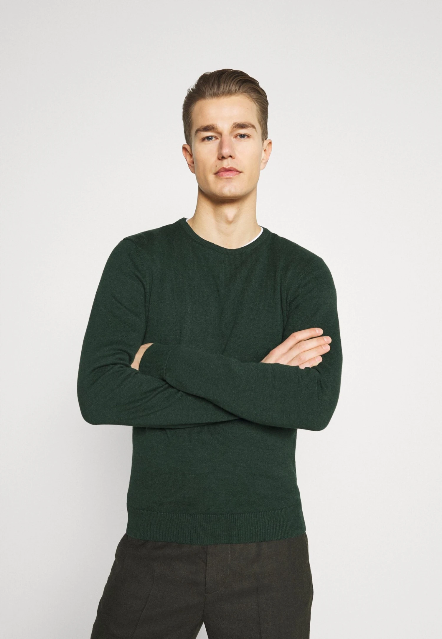 Pier One Basic Crewneck - Strikkegenser - Mottled Dark Green 3 Pier One Basic Crewneck - Strikkegenser - Mottled Dark Green