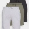 Pier One 3 Pack - Pyjamasbukse - Black/Mottled Grey/Khaki