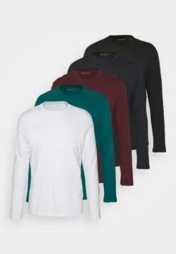 Pier One 5 Pack - Topper Langermet - White/Dark Blue/Black -Pier One d83220e9e54d43fcb8998bbd6af96e96