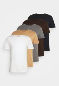 Pier One 5 Pack - T-Shirts - Dark Grey/White/Light Brown -Pier One fb54978751344783bd304fd63dd45a3d