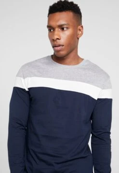 Pier One Topper Langermet - Grey/Dark Blue -Pier One fe00904878e347c082c5811f3750ffa3